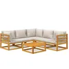 Image de Vidaxl Salon De Jardin 6 Pcs Avec Coussins Gris Clair Bois Massif