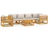 Image de Vidaxl Salon De Jardin 7 Pcs Avec Coussins Gris Clair Bois Massif