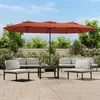 Image de Vidaxl Parasol De Jardin Ã Double TÃªte Avec Led Terre Cuite 449x265 Cm