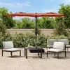 Image de Vidaxl Parasol De Jardin Ã Double TÃªte Avec Led Terre Cuite 316x145 Cm