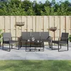 Image de vidaXL Ensemble Ã  manger de jardin coussins 5 pcs gris foncÃ© rotin PP