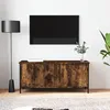 Image de vidaXL Meuble TV avec portes chÃªne fumÃ© 102x35x45 cm bois d'ingÃ©nierie