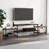 Image de vidaXL Meuble TV chÃªne fumÃ© 197x35x52 cm bois d'ingÃ©nierie