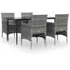 Image de Vidaxl Ensemble De Salle Ã Manger De Jardin Et Coussins 5pcs Gris/Noir