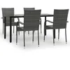 Image de Vidaxl Ensemble Ã DÃ®ner De Jardin 5 Pcs Gris RÃ©sine TressÃ©e