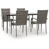 Image de Vidaxl Ensemble Ã DÃ®ner De Jardin 5 Pcs Gris RÃ©sine TressÃ©e