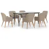 Image de Vidaxl Mobilier De Salle Ã Manger De Jardin Et Coussins 7 Pcs Marron