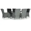 Image de Vidaxl Ensemble Ã DÃ®ner De Jardin 7 Pcs Gris Clair RÃ©sine TressÃ©e