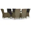 Image de Vidaxl Ensemble Ã DÃ®ner De Jardin 7 Pcs Marron RÃ©sine TressÃ©e