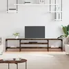 Image de Vidaxl Meuble Tv ChÃªne FumÃ© 201x35x45 Cm Bois D'ingÃ©nierie Et Fer