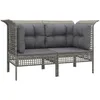 Image de Vidaxl CanapÃ©s D'angle De Jardin Et Coussins 2 Pcs Gris RÃ©sine TressÃ©e