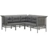 Image de Vidaxl Salon De Jardin 5 Pcs Avec Coussins Gris RÃ©sine TressÃ©e