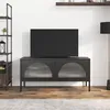 Image de vidaXL Meuble TV noir 105x35x50 cm verre et acier