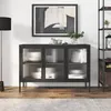Image de vidaXL Buffet noir 105x35x70 cm verre et acier