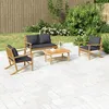 Image de Vidaxl Salon De Jardin 4 Pcs Avec Coussins Gris FoncÃ© Bambou