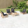 Image de Vidaxl Salon De Jardin 5 Pcs Avec Coussins Gris FoncÃ© Bambou