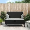 Image de Vidaxl Banc De Jardin Ã 2 Places Avec Coussins Noir RÃ©sine TressÃ©e