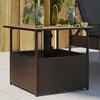 Image de Vidaxl Table De Jardin Avec Trou De Parasol Marron RÃ©sine TressÃ©e