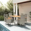Image de Vidaxl Mobilier Ã DÃ®ner De Jardin Et Coussins 7 Pcs Gris Rotin