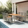 Image de Vidaxl Mobilier Ã DÃ®ner De Jardin Et Coussins 7 Pcs Gris Rotin