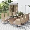 Image de Vidaxl Meubles Ã DÃ®ner De Jardin Et Coussins 9 Pcs Beige Poly Rotin