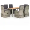 Image de Mobilier Ã DÃ®ner De Jardin Et Coussins 7 Pcs Gris Rotin Vidaxl Vidaxl