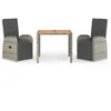 Image de Vidaxl Ensemble De Salle Ã Manger De Jardin 3 Pcs Avec Coussins Gris