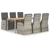 Image de Vidaxl Salon De Jardin 7 Pcs Avec Coussins Gris RÃ©sine TressÃ©e