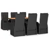 Image de Vidaxl Ensemble Ã DÃ®ner De Jardin Et Coussins 7pcs Noir RÃ©sine TressÃ©e