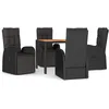 Image de Vidaxl Ensemble Ã DÃ®ner De Jardin 5 Pcs Noir Poly Rotin Et Acacia