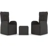 Image de Vidaxl Ensemble De Salon De Jardin 3 Pcs Noir Poly Rotin Et Acier