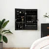 Image de vidaXL Armoire Ã  bijoux avec miroir murale noir 37,5x10x67 cm