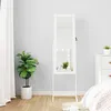 Image de vidaXL Armoire Ã  bijoux miroir avec lumiÃ¨res LED sur pied blanc