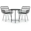 Image de Vidaxl Ensemble De Salle Ã Manger De Jardin 3 Pcs Noir RÃ©sine TressÃ©e