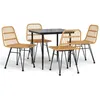 Image de Vidaxl Ensemble Ã DÃ®ner De Jardin 5 Pcs RÃ©sine TressÃ©e