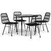 Image de Vidaxl Mobilier Ã DÃ®ner De Jardin 5 Pcs Noir RÃ©sine TressÃ©e