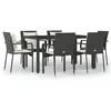 Image de Vidaxl Ensemble Ã DÃ®ner De Jardin Et Coussins 7pcs Noir RÃ©sine TressÃ©e