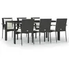 Image de Vidaxl Ensemble Ã DÃ®ner De Jardin Et Coussins 7pcs Noir RÃ©sine TressÃ©e
