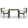 Image de Vidaxl Ensemble De Salle Ã Manger De Jardin Avec Coussins 3 Pcs Noir