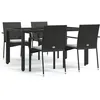 Image de Vidaxl Mobilier Ã DÃ®ner De Jardin Et Coussins 5pcs Noir RÃ©sine TressÃ©e