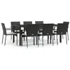 Image de Vidaxl Mobilier Ã DÃ®ner De Jardin 9pcs Et Coussins Noir RÃ©sine TressÃ©e