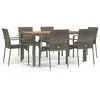 Image de Salon De Jardin 7 Pcs Avec Coussins Gris RÃ©sine TressÃ©e