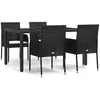 Image de Vidaxl Mobilier Ã DÃ®ner De Jardin Et Coussins 5pcs Noir RÃ©sine TressÃ©e
