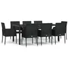 Image de Vidaxl Mobilier Ã DÃ®ner De Jardin 9pcs Et Coussins Noir RÃ©sine TressÃ©e
