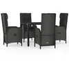 Image de Vidaxl Mobilier Ã DÃ®ner De Jardin Et Coussins 5pcs Noir RÃ©sine TressÃ©e