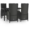 Image de Vidaxl Mobilier Ã DÃ®ner De Jardin Et Coussins 5pcs Noir RÃ©sine TressÃ©e