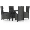Image de Vidaxl Mobilier Ã DÃ®ner De Jardin Et Coussins 5pcs Noir RÃ©sine TressÃ©e