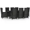 Image de Vidaxl Mobilier Ã DÃ®ner De Jardin 9pcs Et Coussins Noir RÃ©sine TressÃ©e