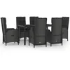Image de Vidaxl Ensemble Ã DÃ®ner De Jardin Et Coussins 7pcs Noir RÃ©sine TressÃ©e