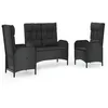 Image de Vidaxl Ensemble De Salle Ã Manger De Jardin Avec Coussins 3 Pcs Noir